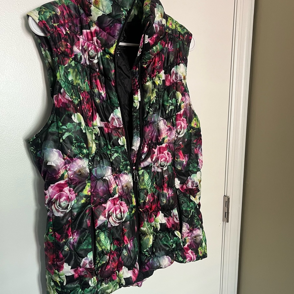 Betsey Johnson Multicolor Floral Puffer Vest
